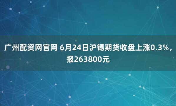 广州配资网官网 6月24日沪锡期货收盘上涨0.3%，报263800元