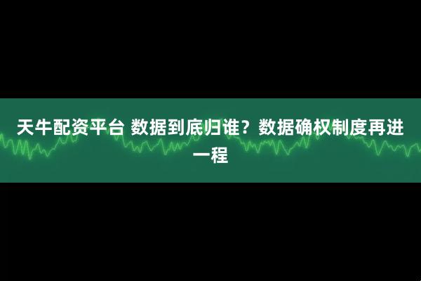 天牛配资平台 数据到底归谁？数据确权制度再进一程